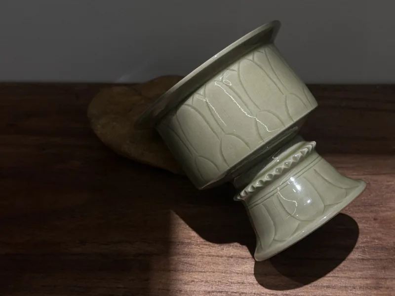 Longquan Celadon · Secret-Color Lotus Petal High-Foot Incense Burner