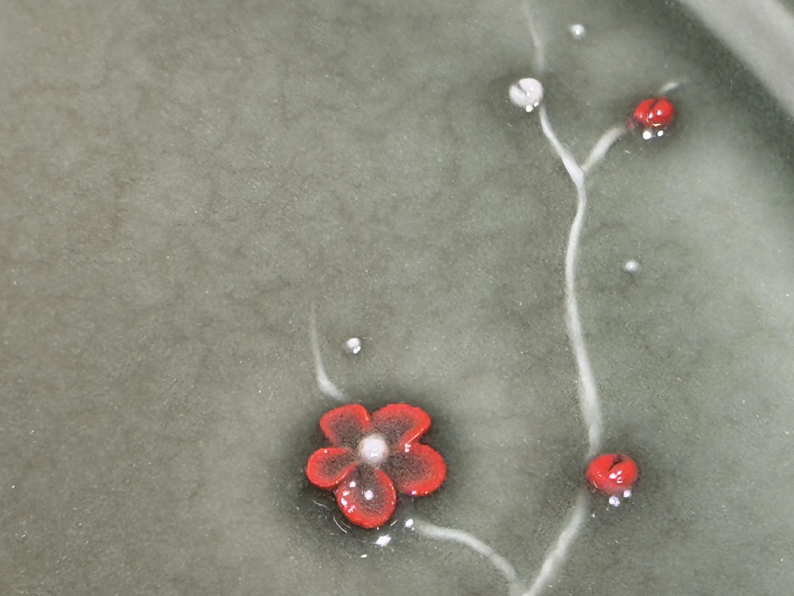 Longquan Celadon · Wood-Fired Ash-Green Sculpted Plum Blossom Tea Tray - Image 4